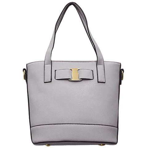 Stylish Solid Colour and Metal Design Women's Tote Bag - Gris 