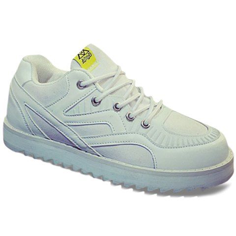Leisure Solid Color and Stitching Design Women's Sneakers - Blanc 39