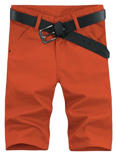 Laconisme jambe droite Shorts Couleur Zipper Fly Hommes solides - Orange 36