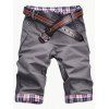 Zip Casual Fly Plaid Cuff Cinq pantalons pour hommes - Gris 2XL
