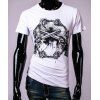 T-shirt Homme Imprimé Fusil et Rose 3D à Col Rond à Manches Courtes - Blanc M