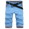 Modish Straight Leg Plaid Imprimer Shorts épissage Zipper Fly Hommes - Azur 32