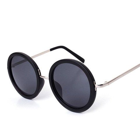 Cadre Chic rond noir et lunettes de soleil Argent Jambe Design Femmes - Noir 