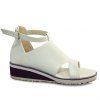 Mode talon compensé et PU cuir design sandales pour femmes - Blanc 39