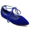 Sweet Pointed Toe and Tie Up Design Flat Shoes For Women - BLUE 39