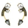Paire de élégante perle de Faux Décoré Arc Boucles d'oreilles de forme pour les femmes - d'or 