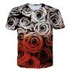 T-shirt col rond Modish 3D Roses motif imprimé à manches courtes hommes - multicolore M