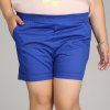 Solides Shorts Taille Color Plus Casual Femmes - Bleu Saphir L