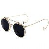 Cadre Chic d'or ronde et lunettes de soleil Clamshell Design Femmes - Noir 