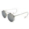 Silver Frame Chic ronde et lunettes de soleil Clamshell Design Femmes - Gris 