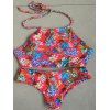 Bikini Set Chic Halter Braid imprimé floral Femmes - Rouge S