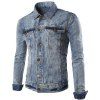 Conception Pocket Turn Down Collar unique poitrine Veste en jean pour les hommes - Bleu clair 2XL