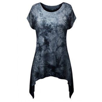 [17% OFF] 2023 Stylish Round Neck Short Sleeve Printed Asymmetrical ...