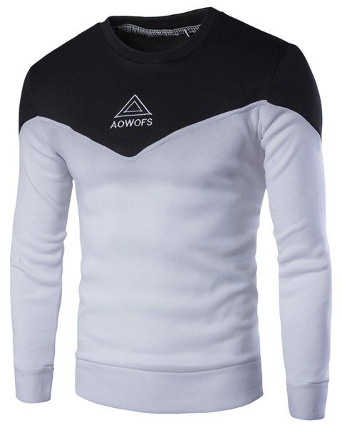 Slimming Pullover Round Collar Long Sleeves Color Block Sweatshirt For Men - Noir L