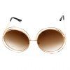 Chic Hollow Out Golden Round Frame Women's Sunglasses - TEA COLORED 