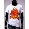 T-shirt col rond Modish Motif Fire Skull hommes à manches courtes - Blanc M