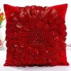 High Quality Solid Color Flower Design Square Shape Pillow Case（Without Pillow Inner） - Rouge 