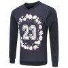 Casual Round Collar Pullover Flower Number Printed Sweatshirt For Men - multicolore M