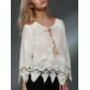 Blouse élégant Scoop Neck à manches 3/4 Laciness Lace-Up femmes - Blanc Cassé ONE SIZE(FIT SIZE XS TO M)