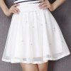 Sweet Style Elastic Waist Beading A-Line Women's Skirt - Blanc ONE SIZE(FIT SIZE XS TO M)