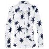 Casual Leaf Printed Turn Down Collar Long Sleeves Shirt For Men - Blanc 2XL