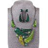 Un costume de collier et boucles d'oreilles en résine Goutte d'Eau - Vert 