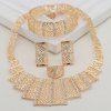Un costume de la mode multi-couches Rectangle Collier Boucles d'oreilles Bracelet et bague pour les femmes - d'or ONE-SIZE
