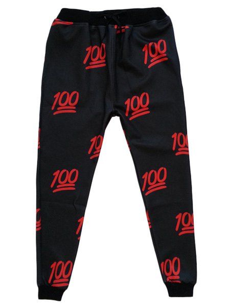 Style sport Nombre Narrow Pieds Printed Lace Up Jogging pantalons longs pour les hommes - Rouge et Noir XL