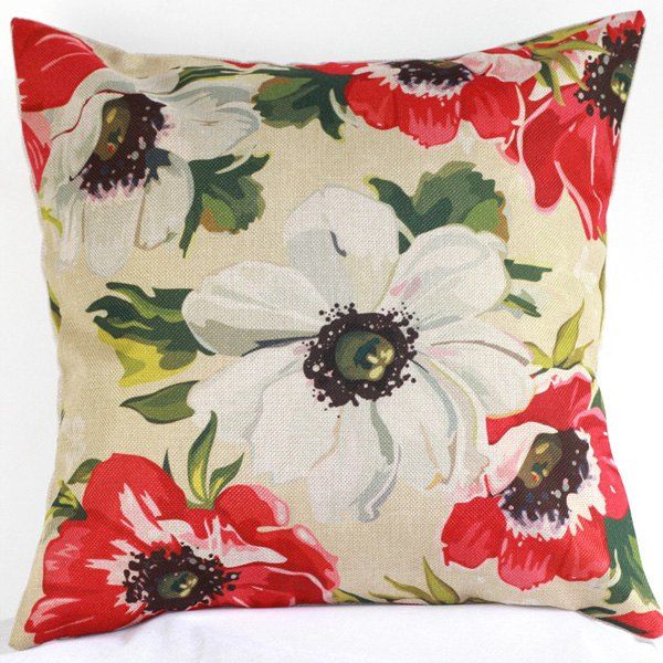 [41 OFF] 2021 High Quality Colorful Flower Pattern Printed Flax Pillow