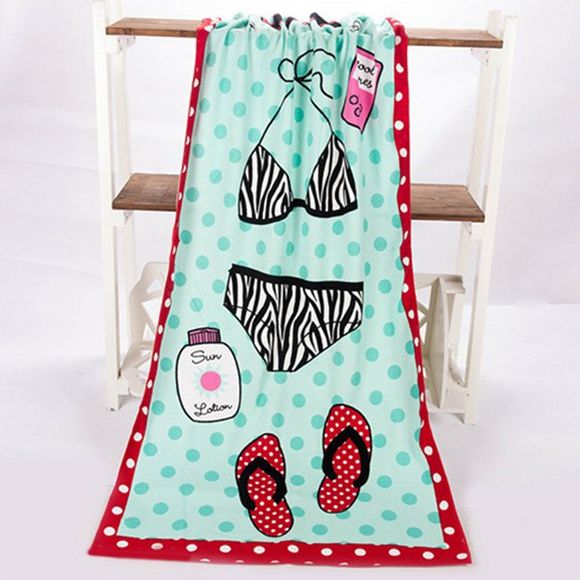 Chic Polka Dot and Zebra Stripe Bikini Pattern Rectangle Shape Beach Towel - MINT GREEN 
