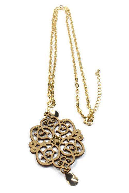 Collier avec pendentif de forme Trendy évider Floral pour les femmes - d'or 