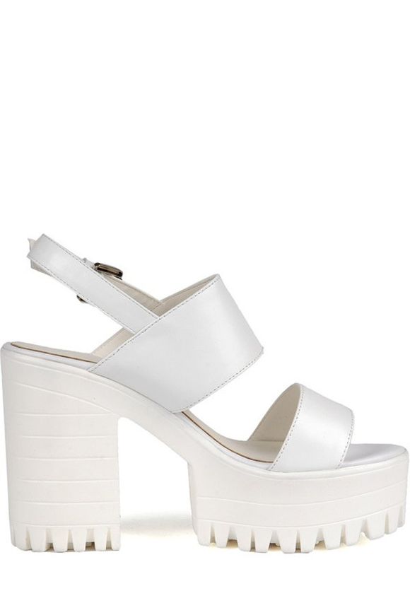 Plate-forme élégante et Chunky talon design sandales pour femmes - Blanc 38