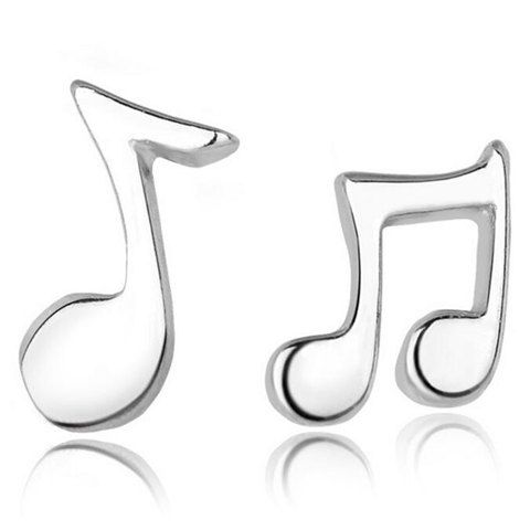 Paire de Trendy Asymmetric Musique Remarque Forme Boucles d'oreilles pour les femmes - Argent 