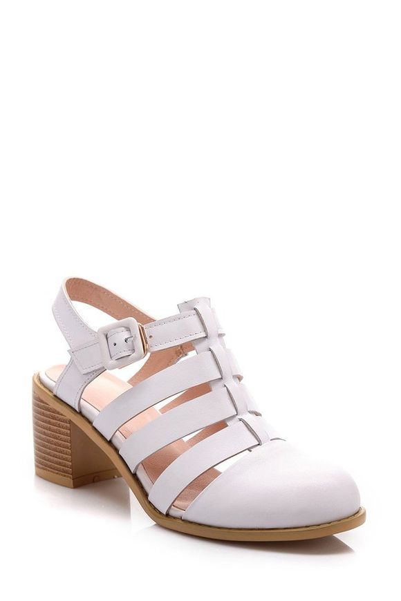 Casual Toe fermé et Chunky talon design sandales pour femmes - Blanc 38