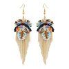 Paire de boucles d'oreilles fleur Tassel exquis Faux cristal pour les femmes - multicolore 