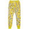 Men's Banana Printed Sports Style Narrow Feet Lace Up Jogging Pants - Jaune M