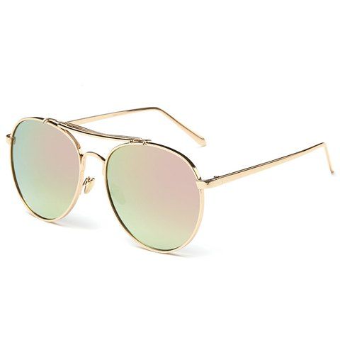 Chic Two Bar Métal et Golden lunettes de soleil creux Out Design Femmes - Rose clair 