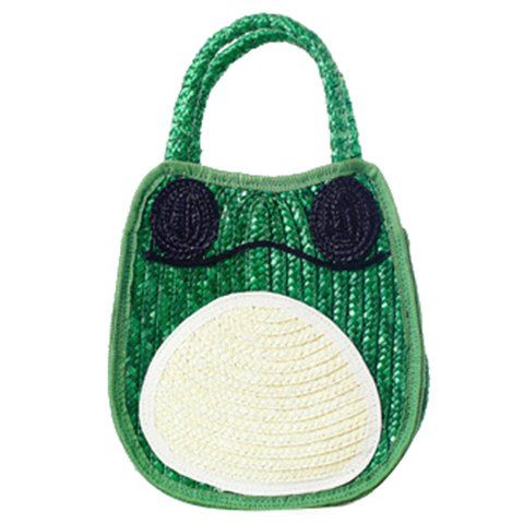 Cute Weaving and Color Block Design Tote Bag For Women - Vert 