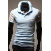 Tournez-Down Collar Color Block Spliced ​​Pocket embellies manches courtes hommes Polo T-Shirt - Bleu clair XL