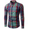 Slim Fit Turn Down Collar Plaid Long Sleeves Shirt For Men - Rouge et Vert XL