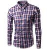 Slimming Turn Down Collar Checked Long Sleeve Shirt For Men - Rouge et Blanc L