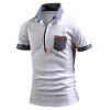 Tournez-Down Collar Color Block Spliced ​​Faux Pocket Agrémentée T-shirt Polo manches courtes hommes - Blanc 3XL