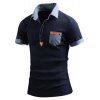 Tournez-Down Collar Color Block Spliced ​​Faux Pocket Agrémentée T-shirt Polo manches courtes hommes - Cadetblue 3XL