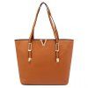 Fashionable Women's Shoulder Bag With Metal and PU Leather Design - Brun 
