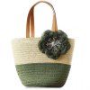 Stylish Color Block and Flower Design Tote Bag For Women - Vert Armée 