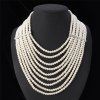 Superbe strass multicouches Faux collier de perles pour les femmes - Blanc 