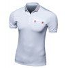 T-Shirt Half Bouton Color Block manches courtes Polo - Gris et Blanc M