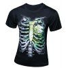Slim Fit Skeleton Imprimé manches courtes T-shirt pour les hommes - Noir XL
