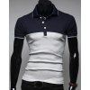 Tournez-Down Collar Hit T-shirt Polo de couleur Spliced ​​manches courtes hommes - Gris Clair L