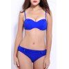Trendy Push Up pur Costume couleur Bikini pour les femmes - Bleu M